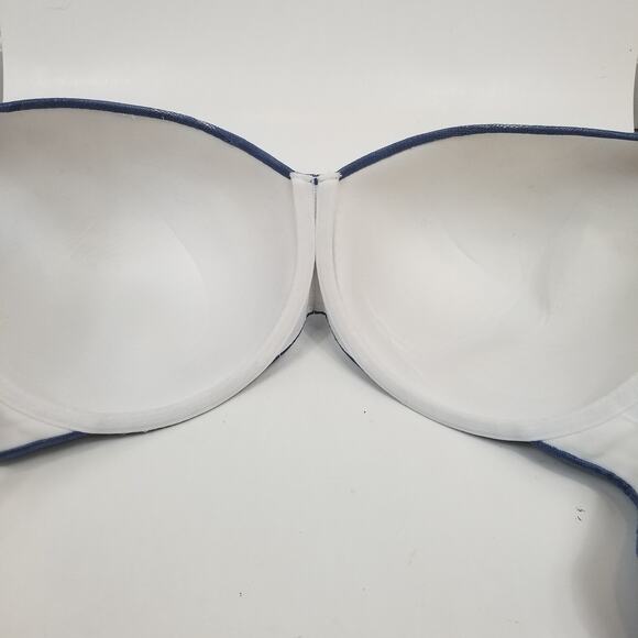 Cacique Blue Invisible Lace Back Smoothing Lightly Lined Balconette Bra 46DDD - Picture 5 of 7
